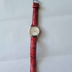 Overload Red Leather Band Quartz Unisex Watch Japan Movement